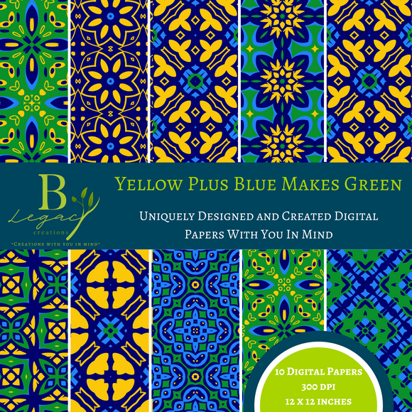 Yellow Plus Blue Makes Green Coordinated Digital Paper - **DIGITAL DOWNLOAD ONLY**