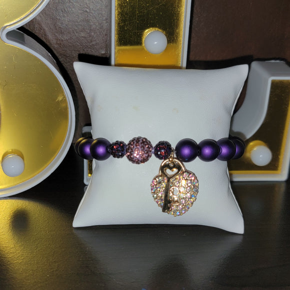 Custom Purple and Champagne Bracelet Set
