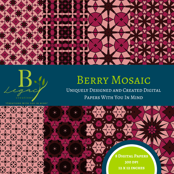 Berry Mosaic Digital Paperset - **DIGITAL DOWNLOAD ONLY**
