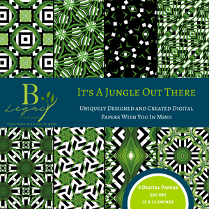 "It's A Jungle Out There" - Green Jungle Themed Digital Papers - **DIGITAL DOWNLOAD ONLY**