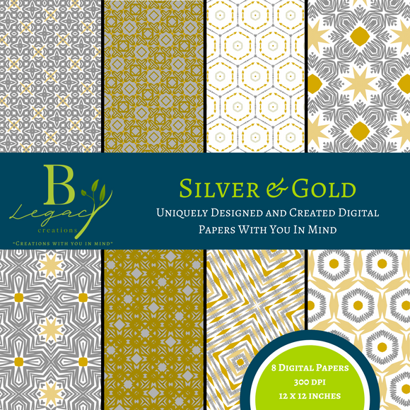 Silver & Gold Awe Inspired Digital Paper - **DIGITAL DOWNLOAD ONLY**