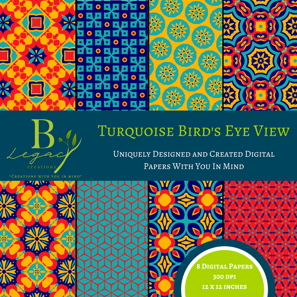 Turquoise Bird's Eye View - Tropical Inspired Digital Paper - **DIGITAL DOWNLOAD ONLY**